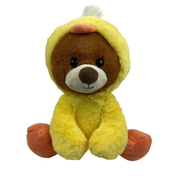 Kellytoy Easter Spring Brown Teddy Bear Plush Wearing Duck Chick Costume - Picture 1 of 11
